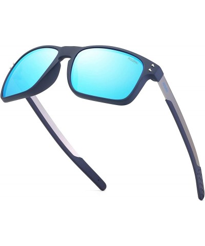 Oval Polarized Sunglasses Square Sun Glasses For Men/Women TR90 Unbreakable Frame 2556R - Ice Blue - C918S4WDUEL $34.03