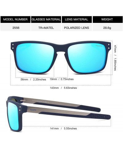 Oval Polarized Sunglasses Square Sun Glasses For Men/Women TR90 Unbreakable Frame 2556R - Ice Blue - C918S4WDUEL $18.40