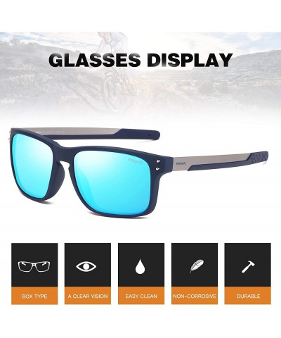 Oval Polarized Sunglasses Square Sun Glasses For Men/Women TR90 Unbreakable Frame 2556R - Ice Blue - C918S4WDUEL $18.40