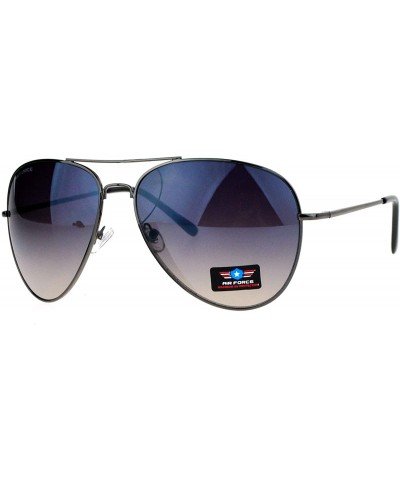 Aviator Airforce Mens Oversize Classic Officer Metal Rim Pilot Sunglasses - Gunmetal Smoke - CW12N811XNA $9.59