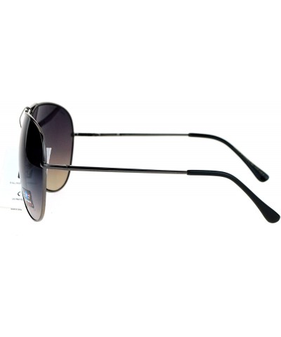 Aviator Airforce Mens Oversize Classic Officer Metal Rim Pilot Sunglasses - Gunmetal Smoke - CW12N811XNA $9.59