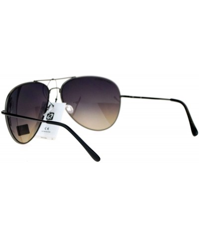 Aviator Airforce Mens Oversize Classic Officer Metal Rim Pilot Sunglasses - Gunmetal Smoke - CW12N811XNA $9.59