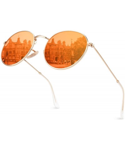 Aviator Retro John Lennon Sunglasses for Men Women Polarized Hippie Round Circle Sunglasses MFF7 - A Gold Red - CW17YIQ33CG $...