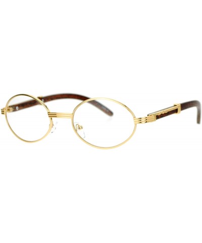 Rectangular Art Nouveau Vintage Style Oval Metal Frame Eye Glasses - Yellow Gold - CO126ROYTU1 $22.95