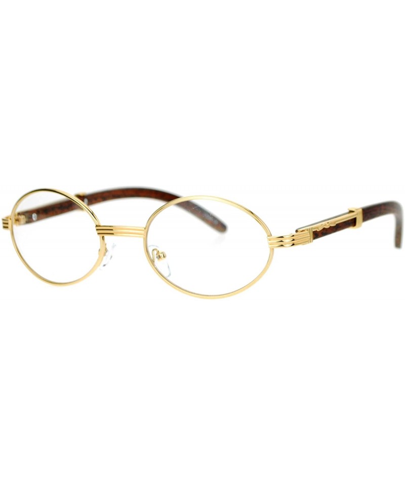 Rectangular Art Nouveau Vintage Style Oval Metal Frame Eye Glasses - Yellow Gold - CO126ROYTU1 $14.19