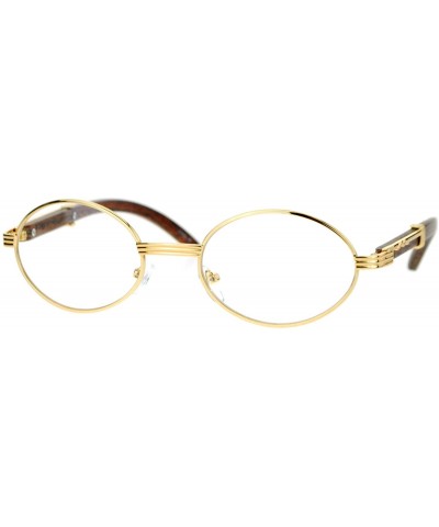 Rectangular Art Nouveau Vintage Style Oval Metal Frame Eye Glasses - Yellow Gold - CO126ROYTU1 $14.19