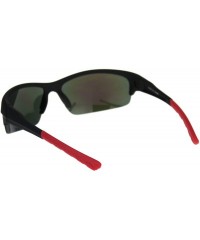 Rectangular Mens Classic 90s Baseball Half Rim Sport Warp Plastic Sunglasses - Matte Black Red Orange Mirror - C118R4DXNCO $1...