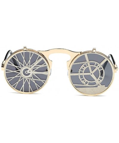 Round Vintage Flip Up Sunglasses Juniors John Lennon Style Circle Sun Glasses - Goldc17 - C718RRDGEDU $11.53