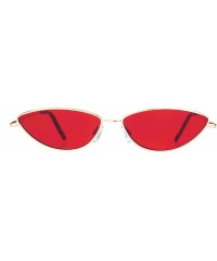Oval Skinny Oval Shape Sunglasses Womens Small Metal Frame Color Lens UV 400 - Gold (Red) - C2196C0Z06Q $9.04