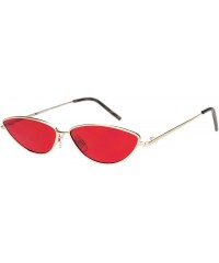 Oval Skinny Oval Shape Sunglasses Womens Small Metal Frame Color Lens UV 400 - Gold (Red) - C2196C0Z06Q $9.04