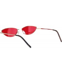 Oval Skinny Oval Shape Sunglasses Womens Small Metal Frame Color Lens UV 400 - Gold (Red) - C2196C0Z06Q $9.04