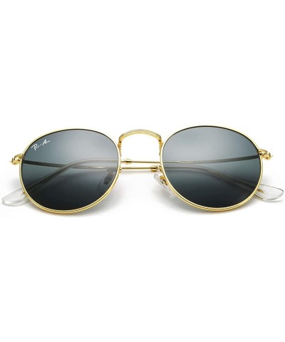 Round PA3447 Classic Crystal Glass Lens Retro Round Metal Sunglasses-50mm - Crystal Grey Lens - C912NUZO6KJ $26.00