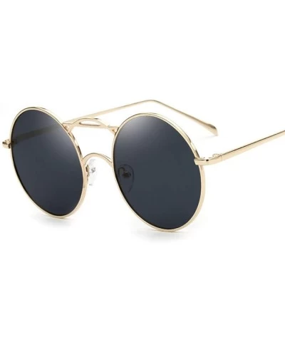 Oval Stylish Metallic Sunglasses Retro Round Sunglasses Color Film Reflective Taillights Glasses - C818TNSQIUT $19.38