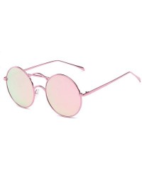 Oval Stylish Metallic Sunglasses Retro Round Sunglasses Color Film Reflective Taillights Glasses - C818TNSQIUT $11.68