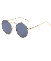 Oval Stylish Metallic Sunglasses Retro Round Sunglasses Color Film Reflective Taillights Glasses - C818TNSQIUT $11.68