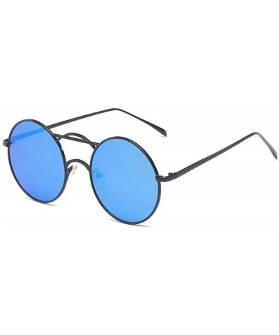 Oval Stylish Metallic Sunglasses Retro Round Sunglasses Color Film Reflective Taillights Glasses - C818TNSQIUT $11.68