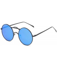 Oval Stylish Metallic Sunglasses Retro Round Sunglasses Color Film Reflective Taillights Glasses - C818TNSQIUT $11.68