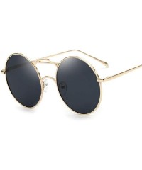 Oval Stylish Metallic Sunglasses Retro Round Sunglasses Color Film Reflective Taillights Glasses - C818TNSQIUT $11.68
