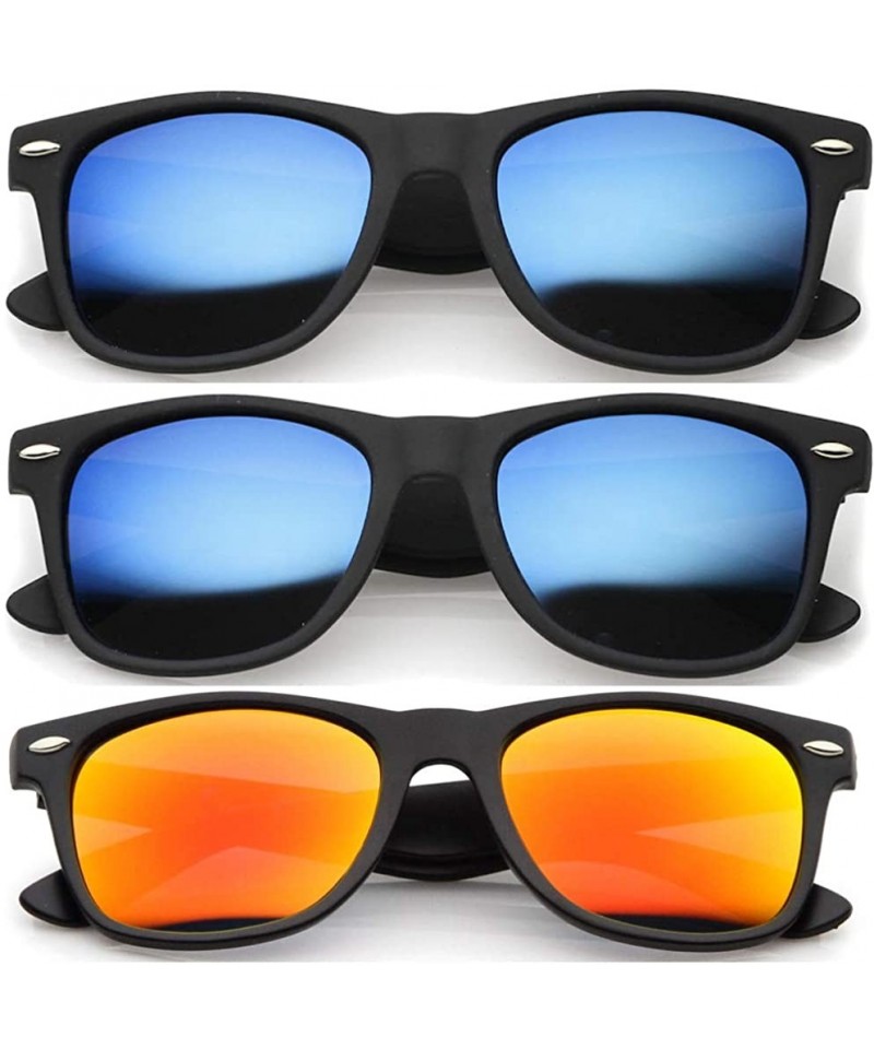 Wayfarer Retro Classics Sunglasses Fashion Color Mirror Lens UV Protection - 3 pairs - CQ11L2YHUIP $12.10