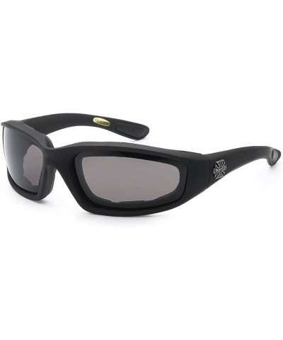 Sport 5Zero1 Gangster Mens Women Biker Foam Padded Matte Motorcycle Goggles Sunglasses - Smoke Lens - C611XOL3O3J $19.43