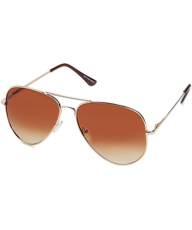 Aviator Classic Metal Aviator Sunglasses P4149 - Gold Gradient Brown - CQ18MHDA2WL $7.87