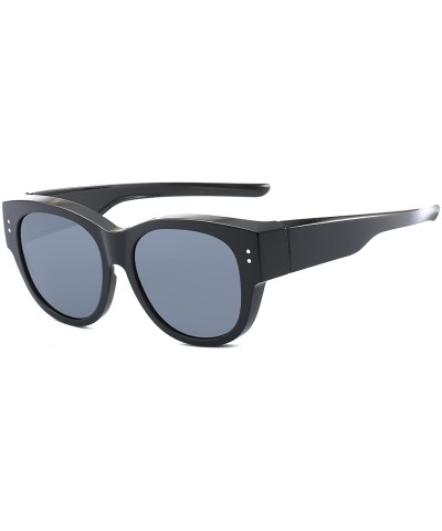 Oval Oversized Lens Cover Sunglasses Mirrored Polarized Lens for Men Women - Black Frame - Grey Black Lens - CM184G4D0Q6 $37.39