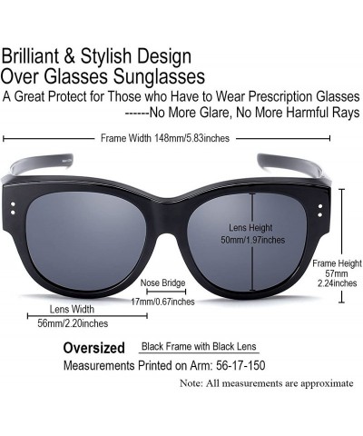 Oval Oversized Lens Cover Sunglasses Mirrored Polarized Lens for Men Women - Black Frame - Grey Black Lens - CM184G4D0Q6 $18.95