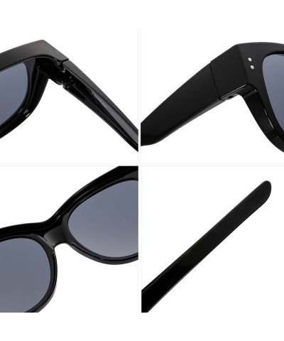Oval Oversized Lens Cover Sunglasses Mirrored Polarized Lens for Men Women - Black Frame - Grey Black Lens - CM184G4D0Q6 $18.95