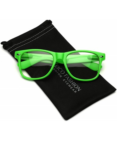 Wayfarer Iconic Square Non-Prescription Clear Lens Retro Fashion Nerd Glasses Men Women - Green - CH12NTEVC22 $17.83