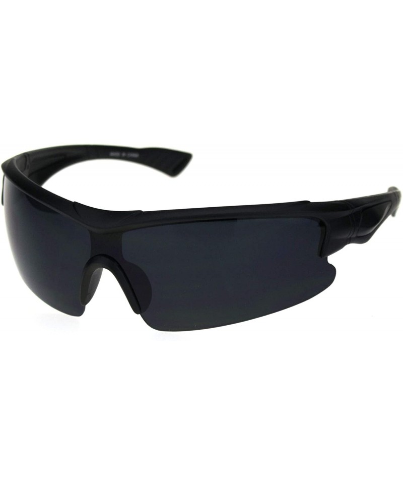Sport All Black Mens Cycling Sport Plastic Half Rim Runners Sunglasses - Matte Black - C918R6LY4H4 $7.51