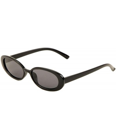 Oval Wide Oval Retro Thick Side Sunglasses - Black - CY197R49XUK $29.32