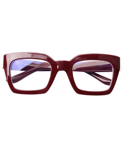 Square Unisex Anti-Blue Light Reading Glass Square Computer Eyeglass Frame - Red - CW18ULSMSRA $12.71