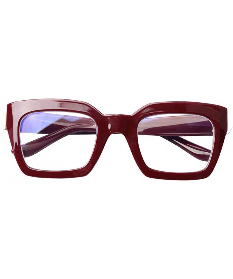 Square Unisex Anti-Blue Light Reading Glass Square Computer Eyeglass Frame - Red - CW18ULSMSRA $12.71
