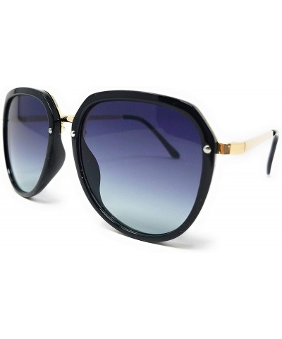 Wayfarer Hipster Rimmed Plastic Sunglasses - Black Gold/ Grey - CU18LKUSYEY $14.75