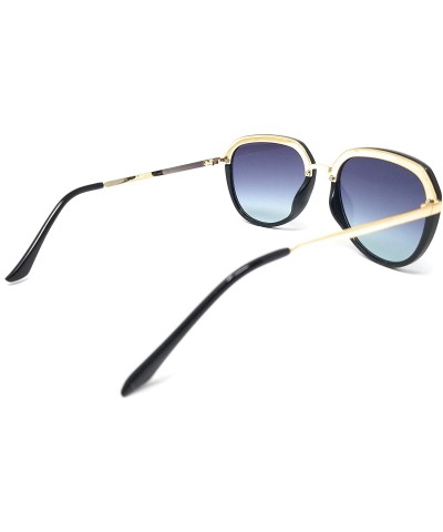 Wayfarer Hipster Rimmed Plastic Sunglasses - Black Gold/ Grey - CU18LKUSYEY $14.75