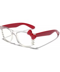 Wayfarer Non-Prescription Clear Lens Hello Kitty Bow Tie Women Girls Fashion Glasses - Crystal Clear - Red - Red Bow Tie - CA...