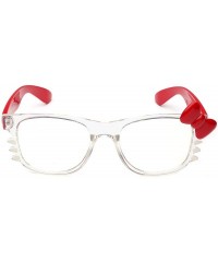 Wayfarer Non-Prescription Clear Lens Hello Kitty Bow Tie Women Girls Fashion Glasses - Crystal Clear - Red - Red Bow Tie - CA...