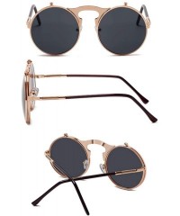 Round Vintage Steampunk Flip Sunglasses Retro Round Metal Frame Sun Glasses Men Women Brand Designer Circle Oculos - CQ19852N...