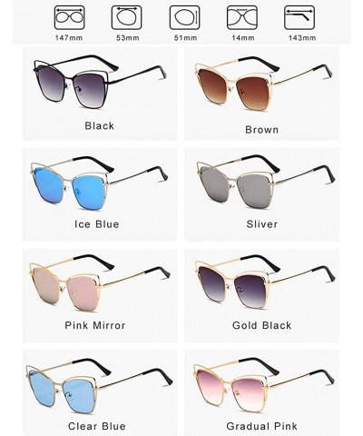 Cat Eye Sunglasses for Women UV400 Protection Travel Driving Sunglasses Cat Eye Metal Frame Personality - Silvery - CM18WSDC3...