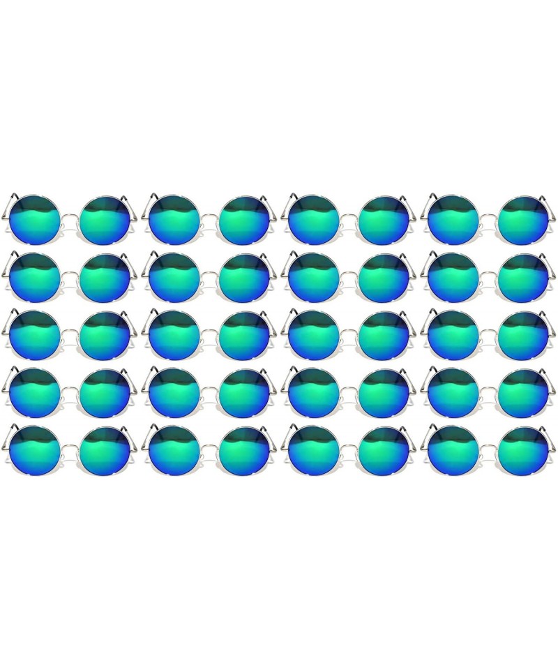 Goggle 20 Pieces Per Case Wholesale Lot Large Round Sunglasses Retro Vintage Colored Metal Frame Bulk Party Glasses - CF18C4Q...