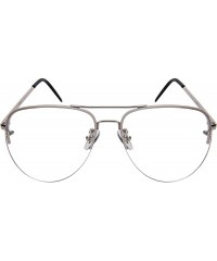 Square fashion Aviator Sunglasses Clear and Color Lenses W/Fiber Case- 5113 - Silver Frame/Clear Mirror Lens - CT187CDG4U2 $9.76