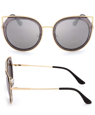 Oversized Oversized Cat Eyes Round Sunglasses for Women - Mirror Polarized Women Sunglasses 100% UV Protection - C918TSY3G67 ...