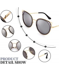 Oversized Oversized Cat Eyes Round Sunglasses for Women - Mirror Polarized Women Sunglasses 100% UV Protection - C918TSY3G67 ...