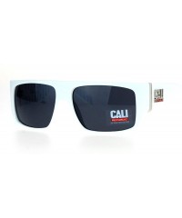 Rectangular Cali Republic Rigid Robotic Rectangular Biker Sunglasses - White - CX12I5GR82Z $19.94