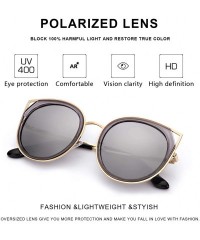 Oversized Oversized Cat Eyes Round Sunglasses for Women - Mirror Polarized Women Sunglasses 100% UV Protection - C918TSY3G67 ...