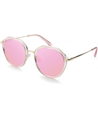Round Women Sunglasses Polarized Flower Round Sunglasses for Women - Pink - CK18DCSY9ND $46.79