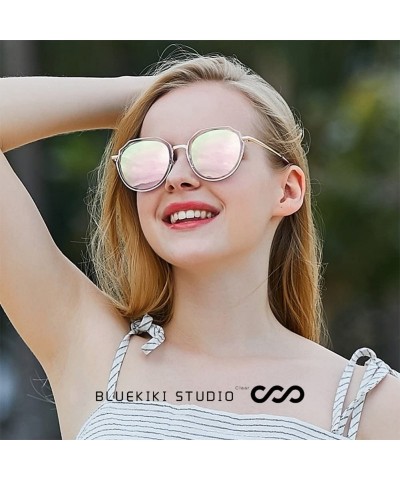 Round Women Sunglasses Polarized Flower Round Sunglasses for Women - Pink - CK18DCSY9ND $27.35