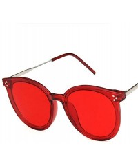 Oval Unisex Sunglasses Retro Bright Black Grey Drive Holiday Oval Non-Polarized UV400 - Red - C618RLIRR3Z $10.44