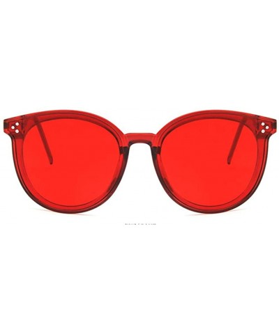 Oval Unisex Sunglasses Retro Bright Black Grey Drive Holiday Oval Non-Polarized UV400 - Red - C618RLIRR3Z $10.44