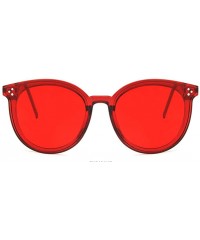 Oval Unisex Sunglasses Retro Bright Black Grey Drive Holiday Oval Non-Polarized UV400 - Red - C618RLIRR3Z $10.44